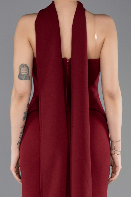 Robe de Soirée Longue Rouge Bordeaux ABU5735