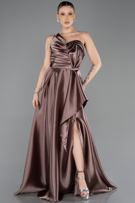 Robe De Soirée Satin Longue Cuivre ABU4561