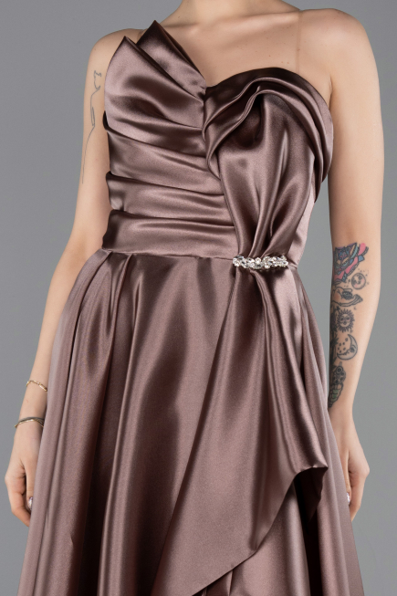 Robe De Soirée Satin Longue Cuivre ABU4561