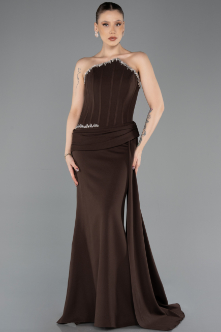 Robe de Soirée Longue Brun ABU5737