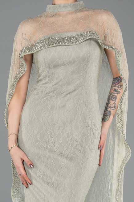 Robe de Soirée Longue Dantelle Menthe ABU5739