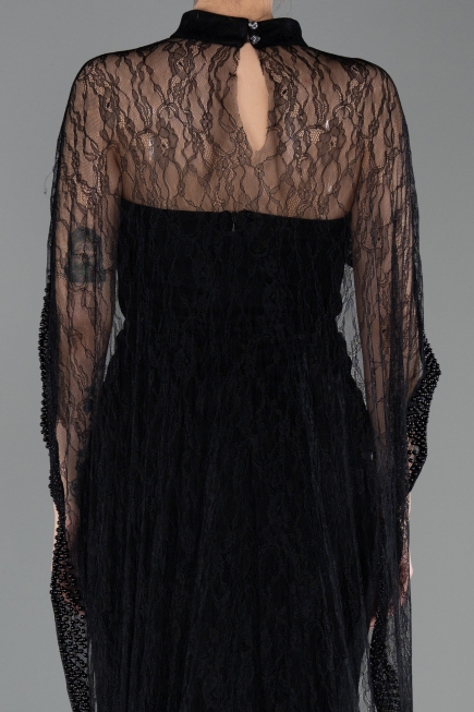Robe de Soirée Longue Dantelle Noir ABU5739