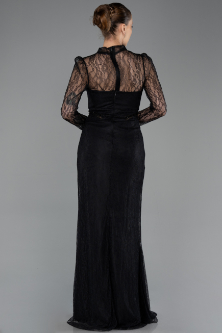 Robe de Soirée Longue Dantelle Noir ABU5736