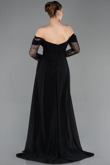Robe de Soirée Longue Dantelle Noir ABU5727