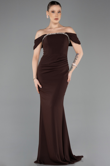 Robe Queue de Poisson Longue Brun ABU5740