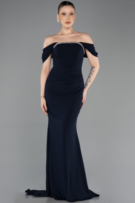 Robe Queue de Poisson Longue Bleu Marine ABU5740