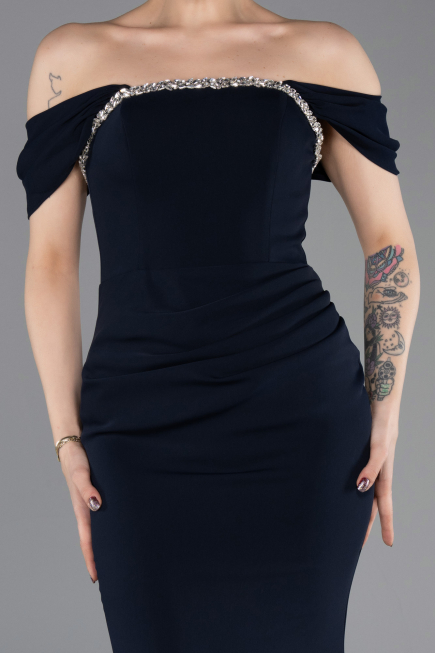 Robe Queue de Poisson Longue Bleu Marine ABU5740