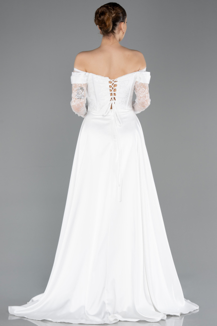 Robe de Soirée Longue Dantelle Blanc ABU5723