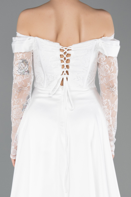 Robe de Soirée Longue Dantelle Blanc ABU5723