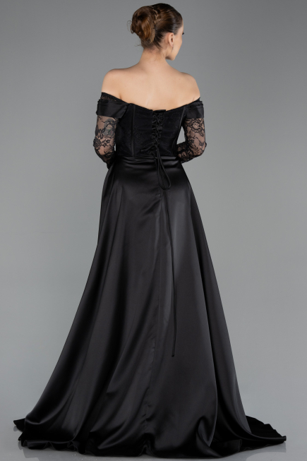 Robe de Soirée Longue Dantelle Noir ABU5723