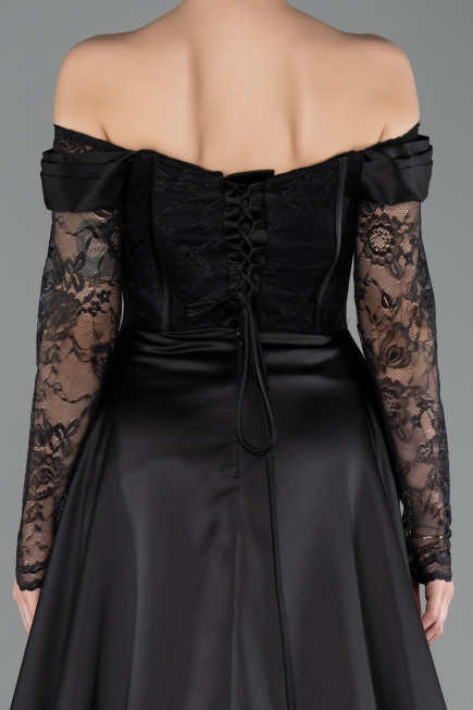 Robe de Soirée Longue Dantelle Noir ABU5723