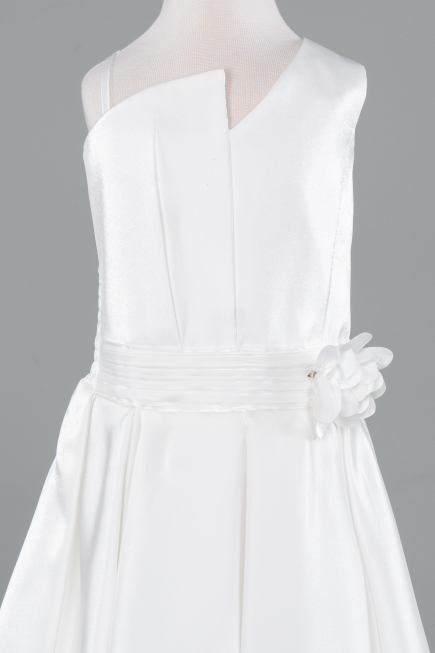 Robe de Soirée Enfants Courte Satin Blanc ABK2521