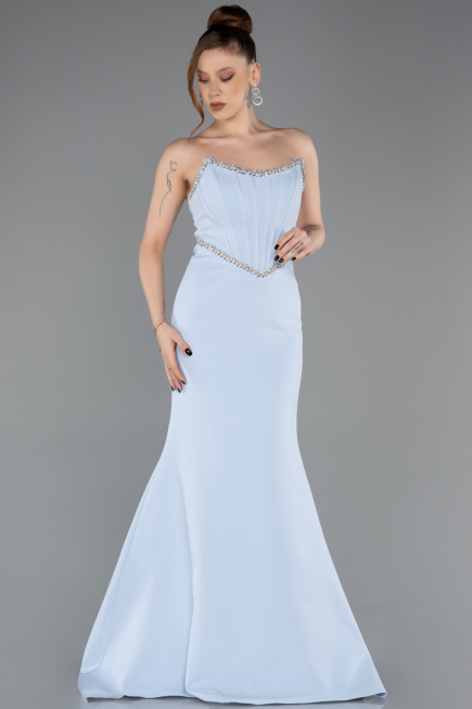 Robe de Soirée Longue Bleu clair ABU5747