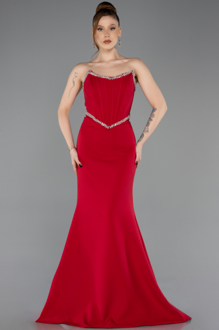 Robe de Soirée Longue Rouge ABU5747