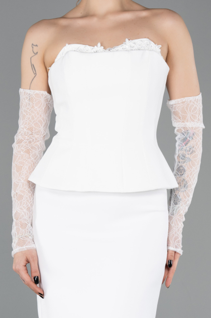 Robe de Cérémonie Midi Blanc ABK2539