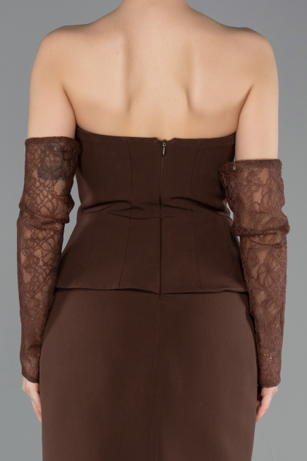Robe de Cérémonie Midi Brun ABK2539
