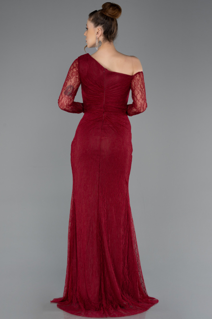 Robe De Soirée Dantelle Longue Rouge Bordeaux ABU5618
