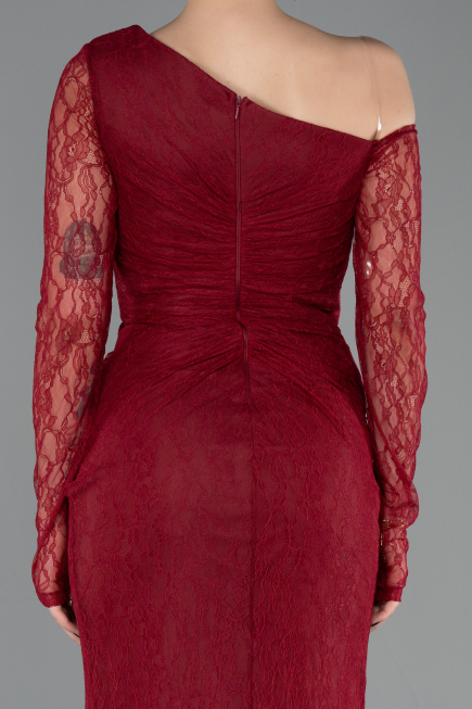 Robe De Soirée Dantelle Longue Rouge Bordeaux ABU5618