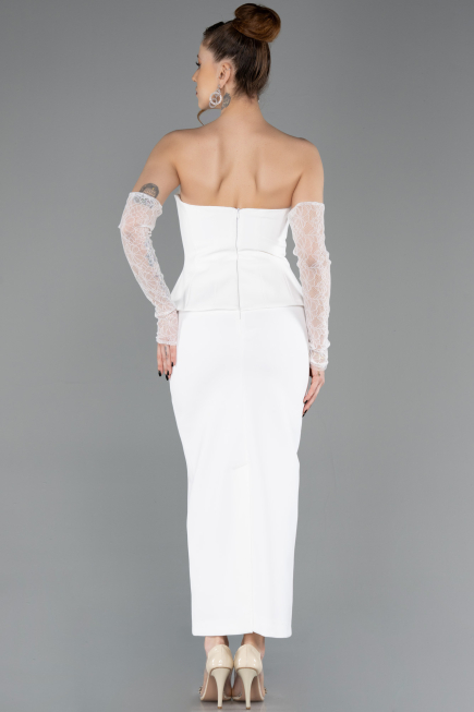 Robe de Cérémonie Midi Blanc ABK2539