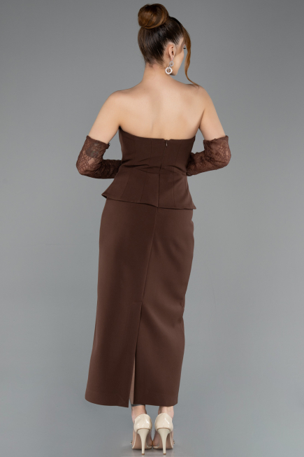 Robe de Cérémonie Midi Brun ABK2539