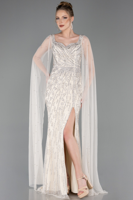 Robe de Soirée Longue Pierreux Beige ABU5751