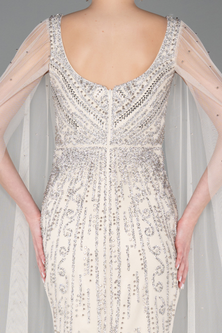 Robe de Soirée Longue Pierreux Beige ABU5751
