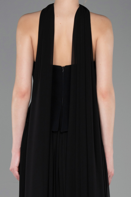 Robe de Soirée Longue Mousseline Noir ABU5757