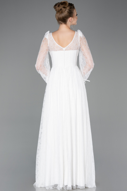 Robe de Soirée Longue Dantelle Blanc ABU5797