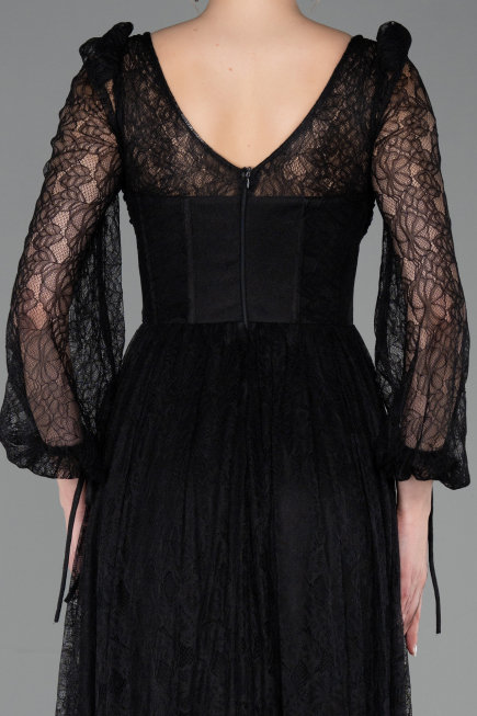 Robe de Soirée Longue Dantelle Noir ABU5797