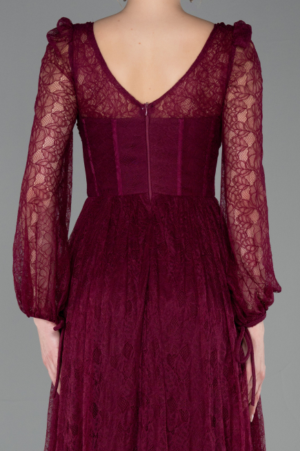 Robe de Soirée Longue Dantelle Couleur Cerise ABU5797