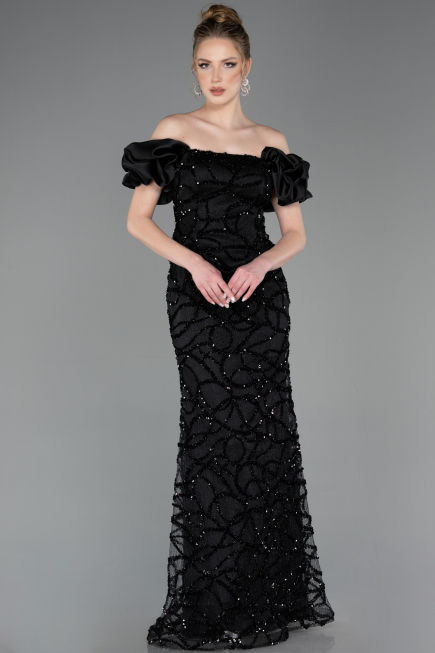 Robe Queue de Poisson Longue Squameuse Noir ABU5780