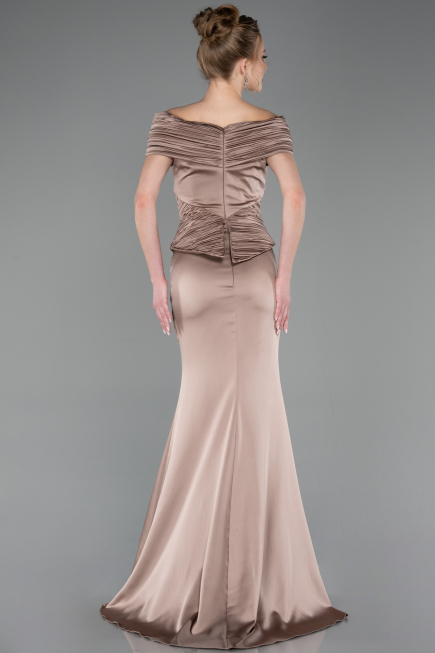 Robe de Soirée Longue Satin Vison ABU5785