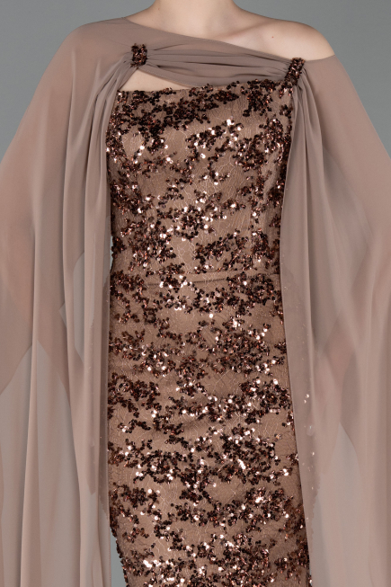 Robe de Soirée Longue Squameuse Cuivre ABU5790