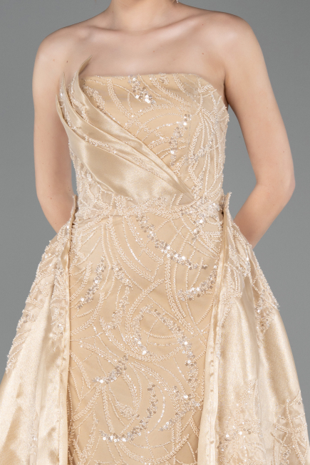 Robe De Soirée Perlé Longue Or ABU5511