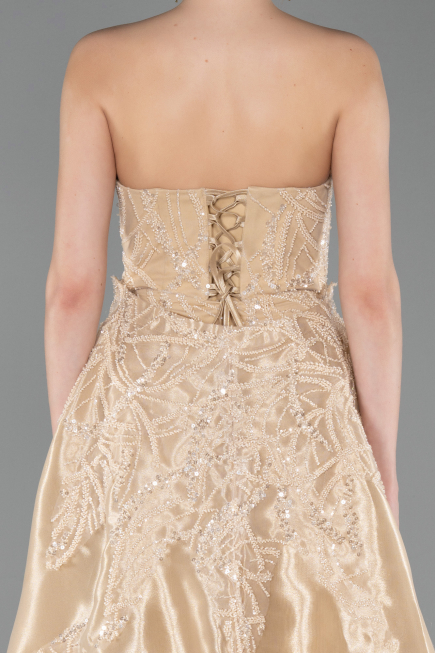 Robe De Soirée Perlé Longue Or ABU5511