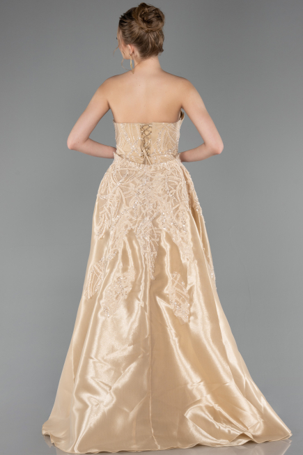 Robe De Soirée Perlé Longue Or ABU5511