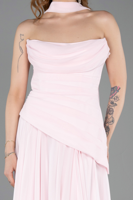 Robe de Soirée Longue Mousseline Poudre ABU5763