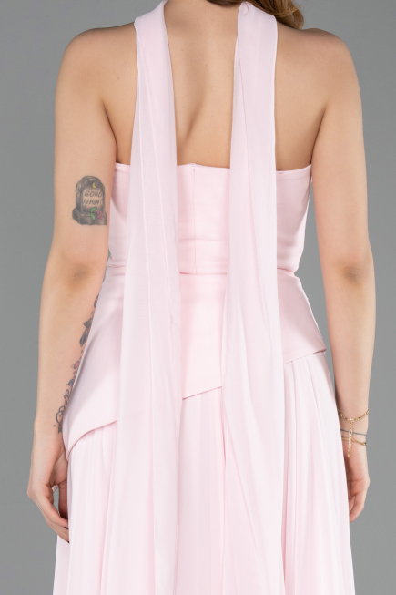 Robe de Soirée Longue Mousseline Poudre ABU5763