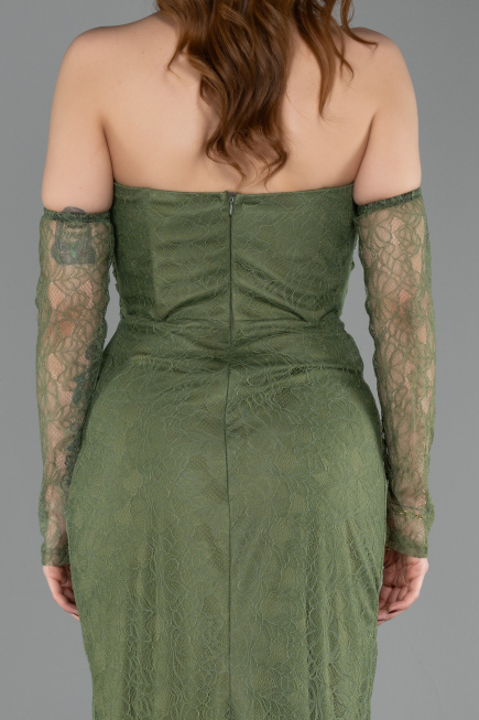 Robe De Soirée Dantelle Longue Kaki ABU5603