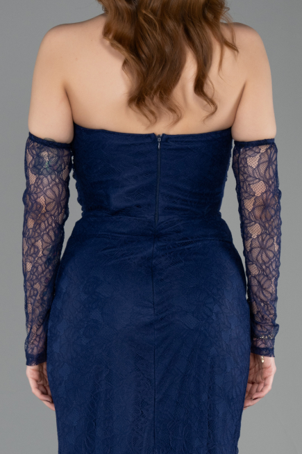 Robe De Soirée Dantelle Longue Bleu Marine ABU5603