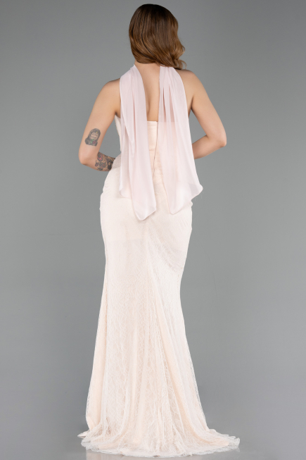 Robe De Soirée Dantelle Longue Beige ABU5686