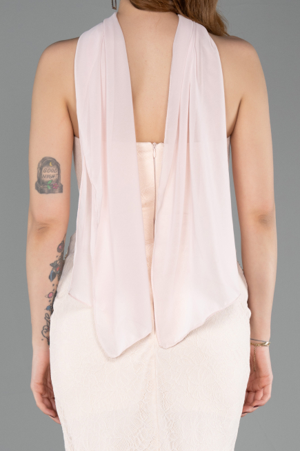 Robe De Soirée Dantelle Longue Beige ABU5686