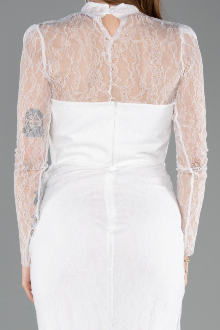 Robe de Soirée Longue Dantelle Blanc ABU5823