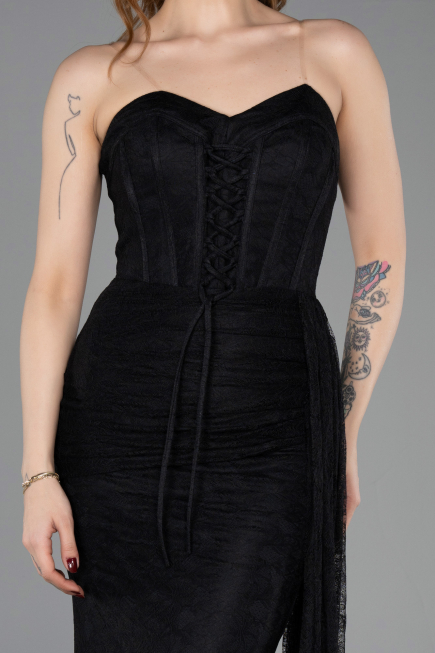 Robe de Soirée Longue Dantelle Noir ABU5795