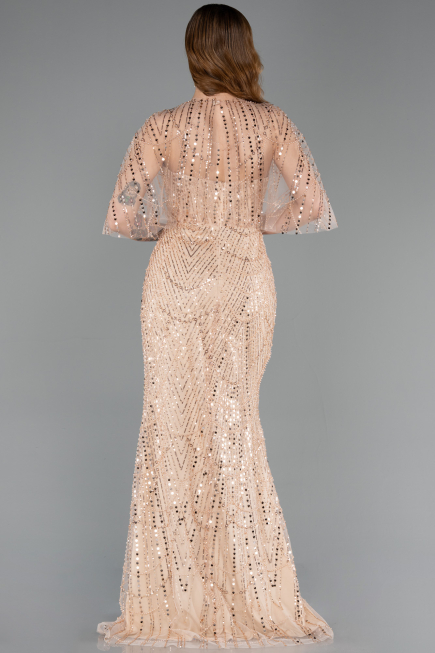 Robe de Soirée Longue Perlé Or ABU5798