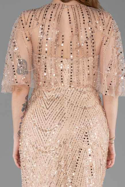 Robe de Soirée Longue Perlé Or ABU5798