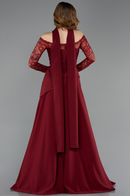 Robe De Soirée Longue Rouge Bordeaux ABU5662