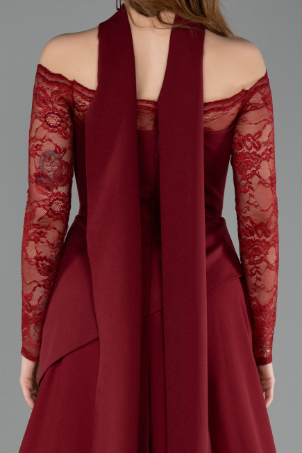 Robe De Soirée Longue Rouge Bordeaux ABU5662