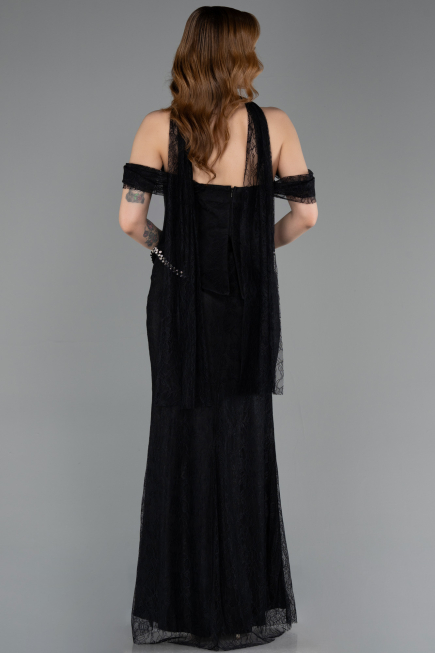 Robe de Soirée Longue Dantelle Noir ABU5839