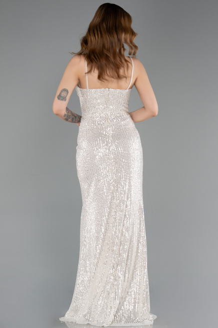 Tenue De Soirée Squameuse Longue Beige ABU3246